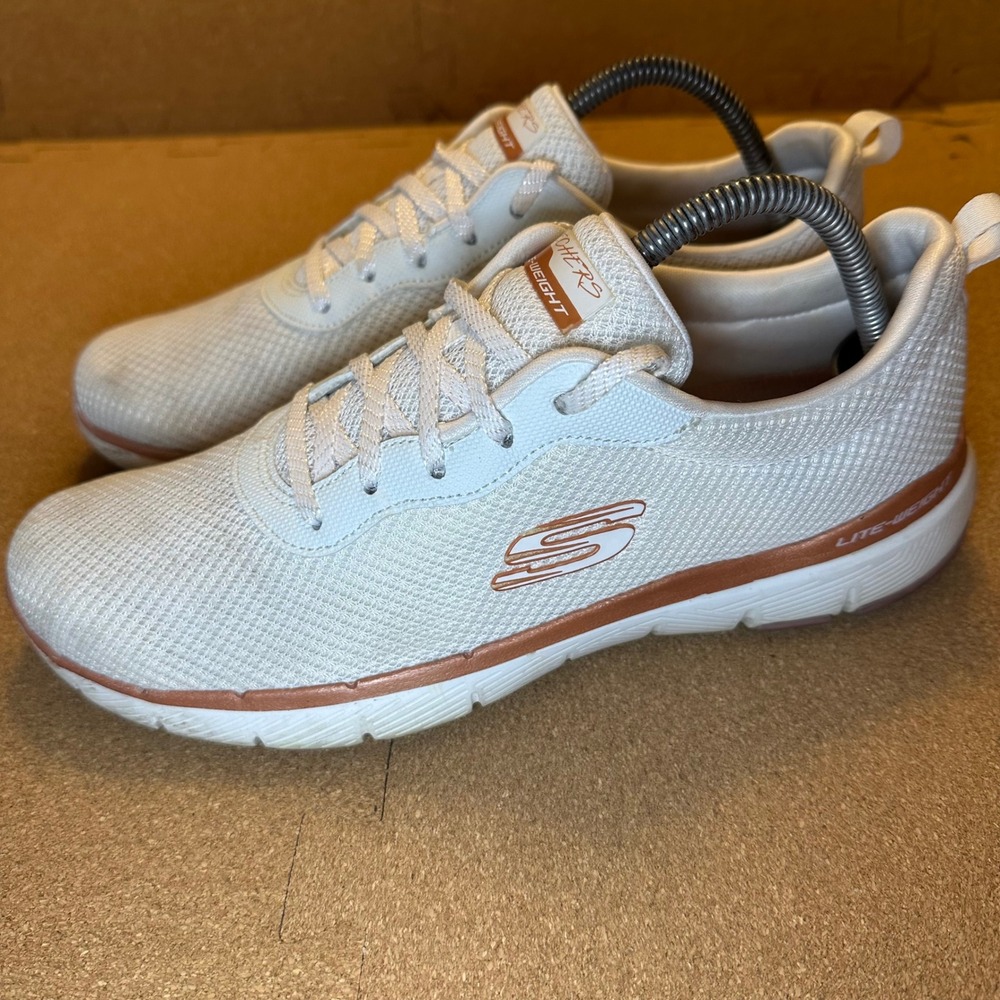 Skechers Flex Appeal 3.0 Women's Size 10 Insiders White Rose Gold Sneakers 13070 - Picture 5 of 11